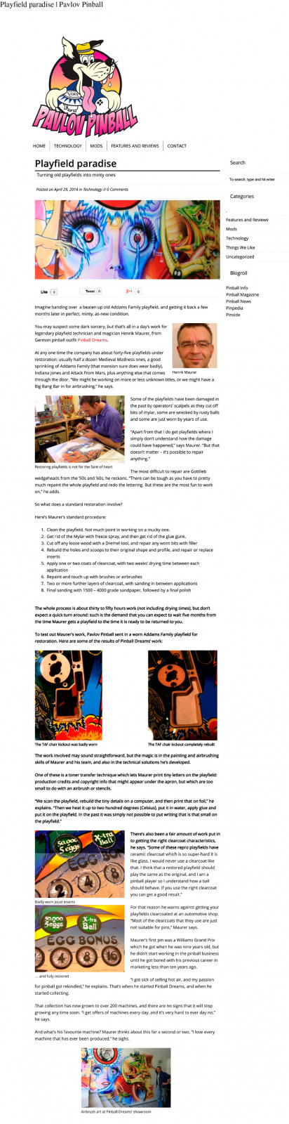 playfield paradise pavlov pinball bericht