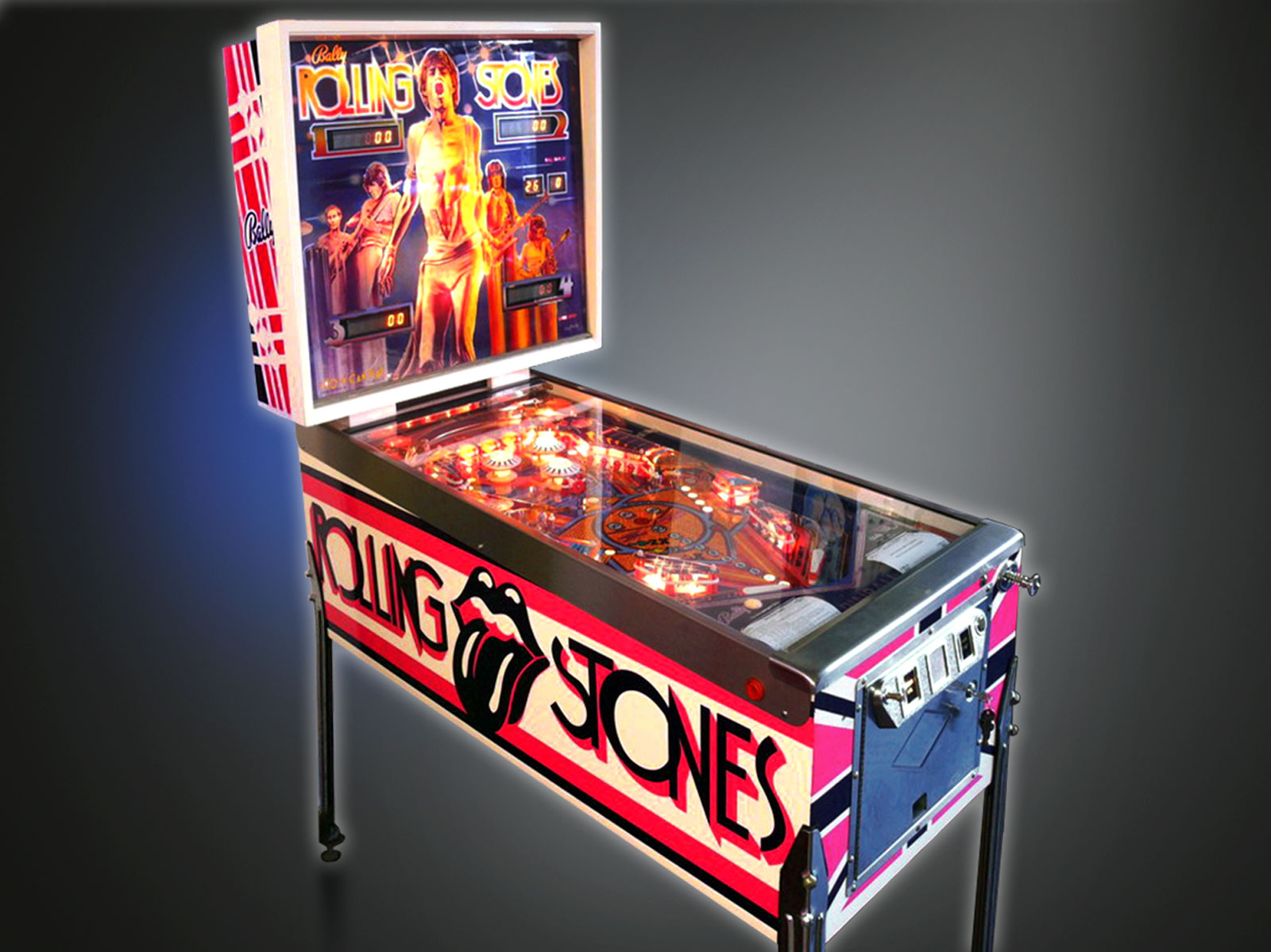 Flipper Bally Rolling Stones 1980 Verre Noir Vintage Original Occasion